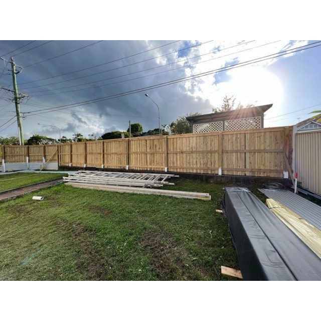 Fence - 1800mm high treated pine with 3 rails.