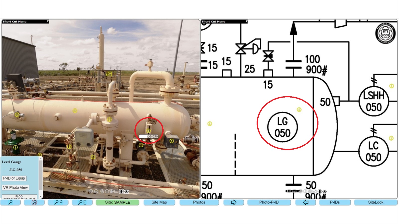 SHOW LEVEL GAUGE ON PHOTO AND P&ID